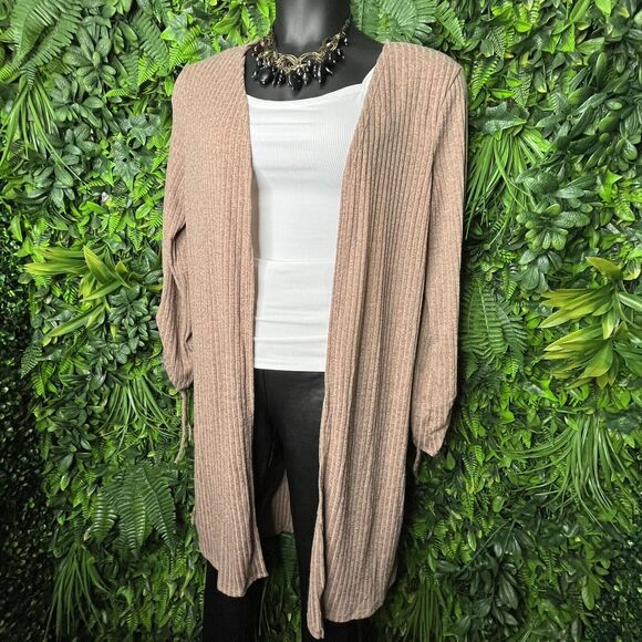 Starlet Women Plus Size XL Mocha Light Brown Duster Cardigan Sweater 0205 - Picture 2 of 5